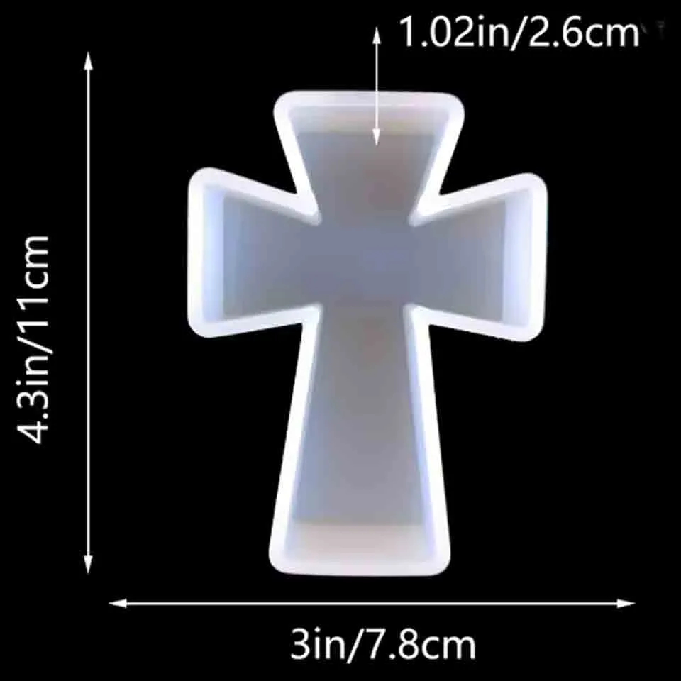 Molde Cruz de Silicona 11 cm para Manualidades y Artesanías