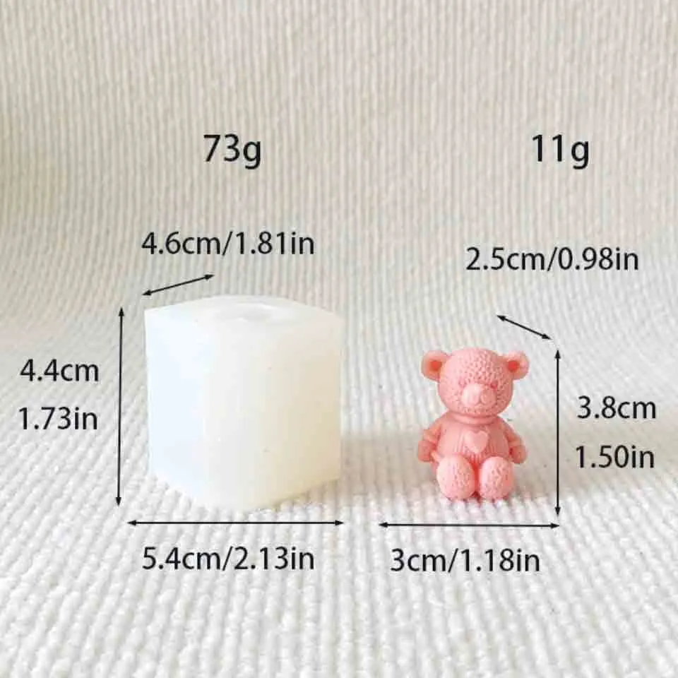 Molde de Silicona en Forma de Osito para Vela, Resina o Jabón