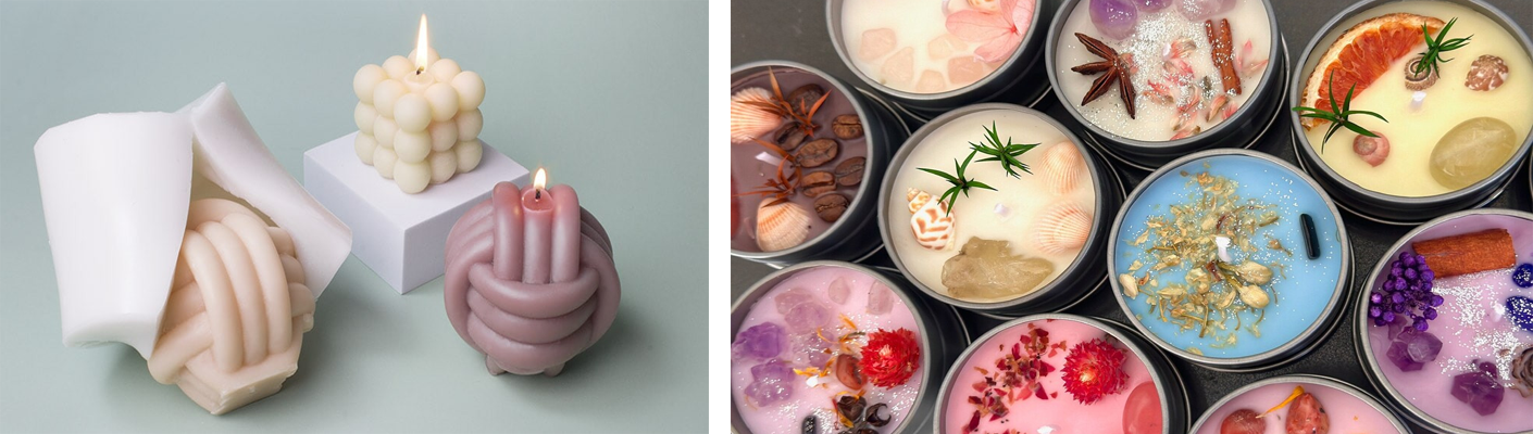Velas de parafina y cera de soya