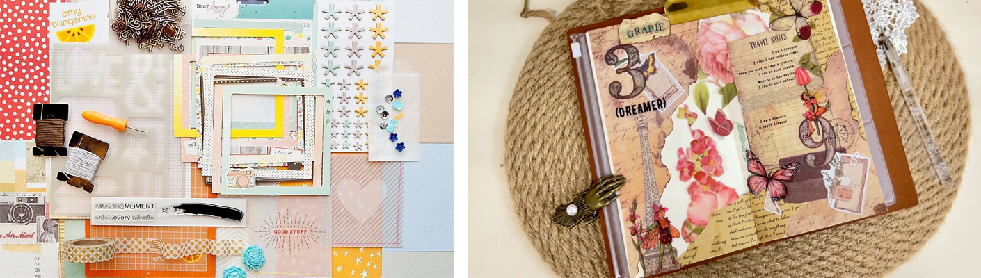 Materiales y álbumes de scrapbooking